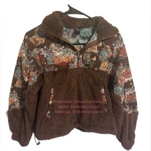 SOLD on Depop: Vintage Style Cottagecore Cat Print Fleece Pullover Jacket